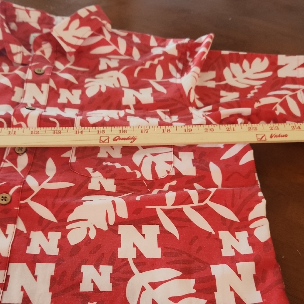 Nebraska Huskers Red Leaf Pattern Button-Down Shi… - image 5